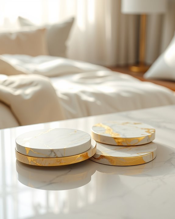 elegant gold marble coasters