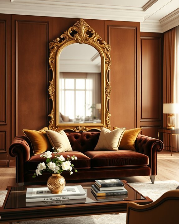elegant gold mirrors accentuating brown