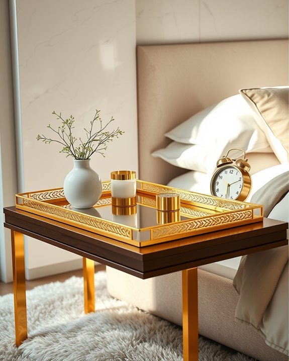elegant gold nightstand trays