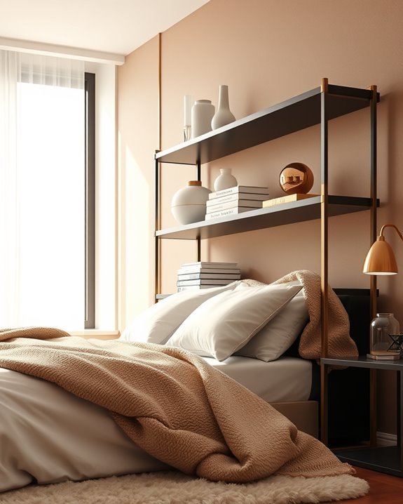 elegant gold shelving decor