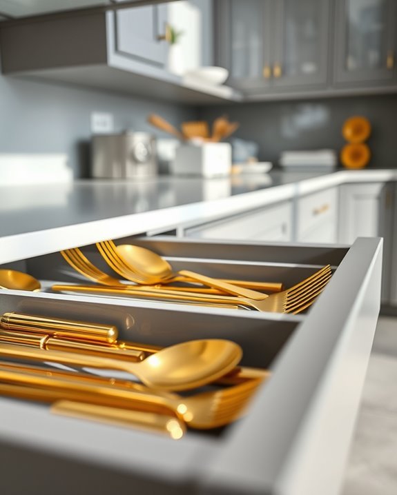 elegant gold utensils contrast
