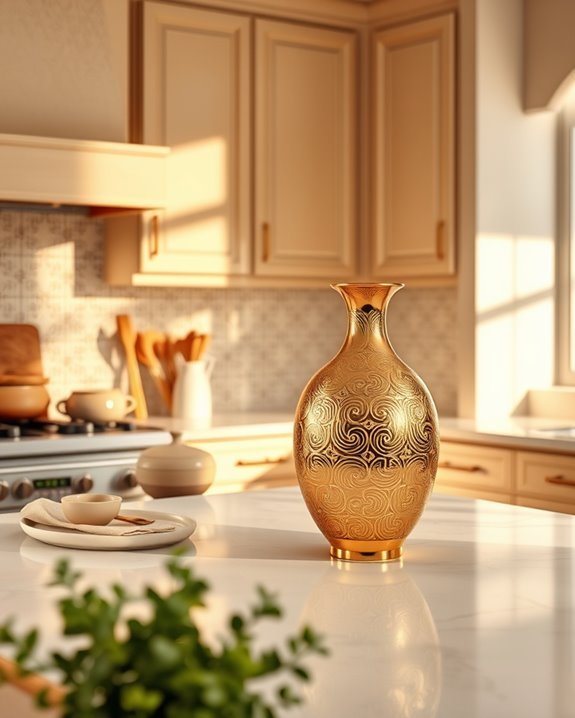 elegant gold vases accentuating beige