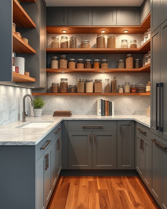elegant gray and brown pantry