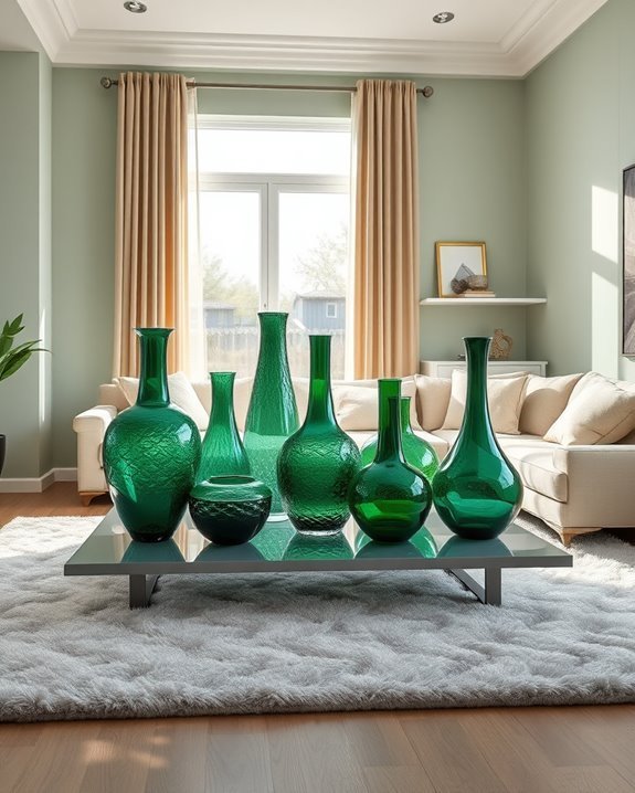 elegant green glass vases