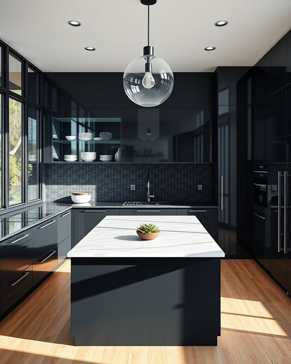 elegant grey glass kitchen