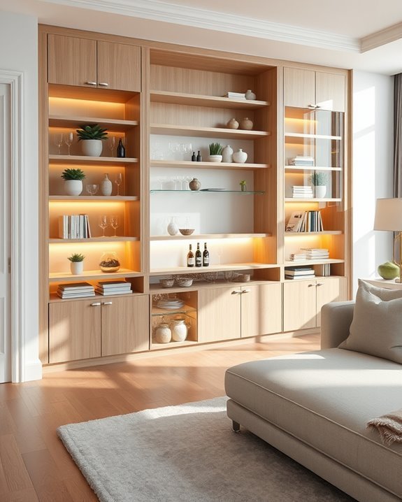 elegant hidden bar shelves