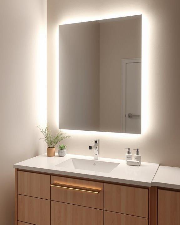elegant illuminated bathroom mirrors