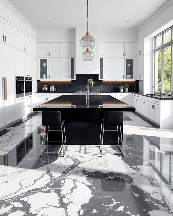 elegant kitchen marble flooring