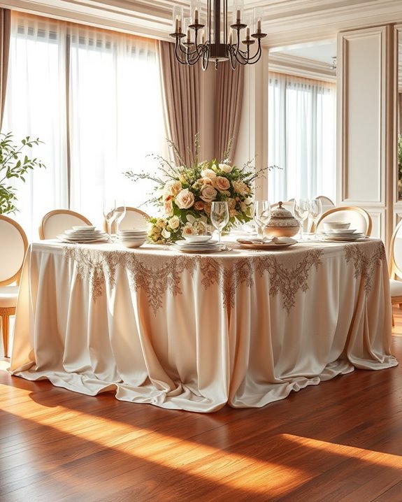 elegant linen buffet setup