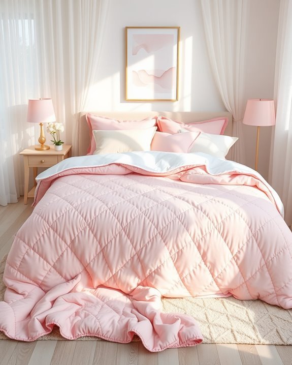 elegant luxurious pink bedspread