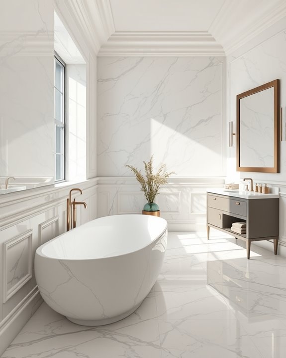 elegant marble bathroom wainscoting