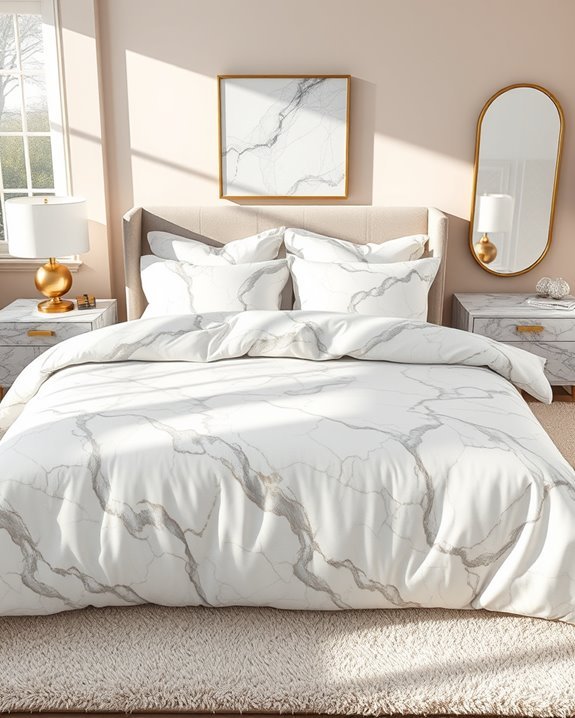 elegant marble bed linens