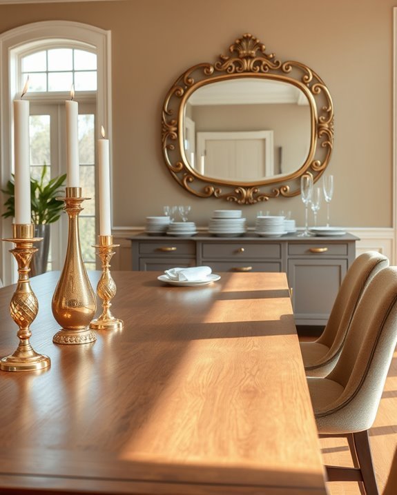 elegant metallic buffet accents