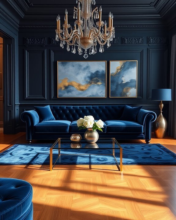 elegant midnight blue interiors