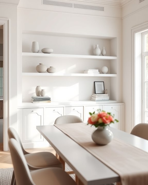 elegant minimalist white shelves