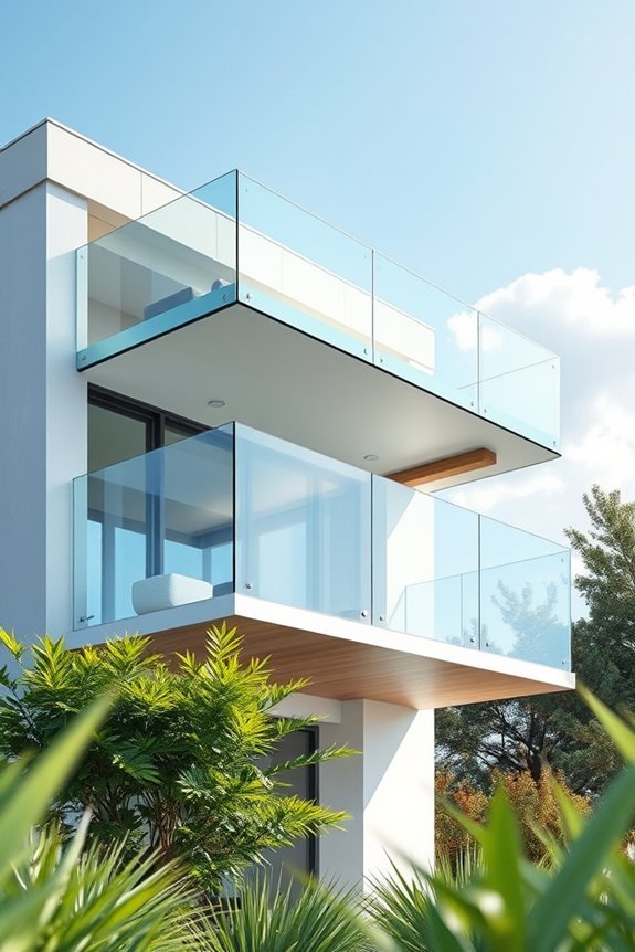 elegant multi level glass balconies