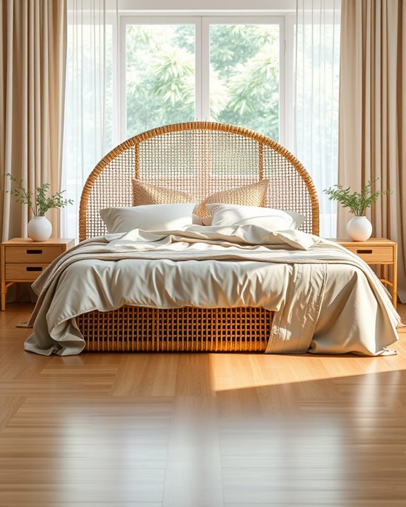 elegant natural rattan bed