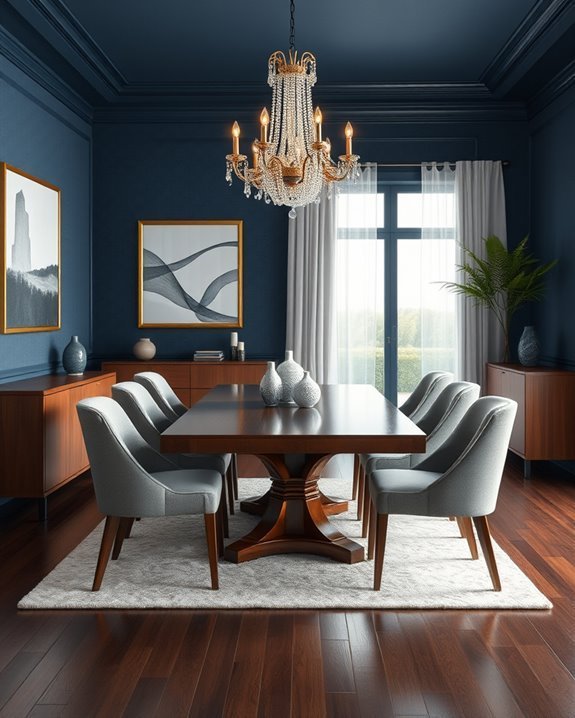 elegant navy blue dining