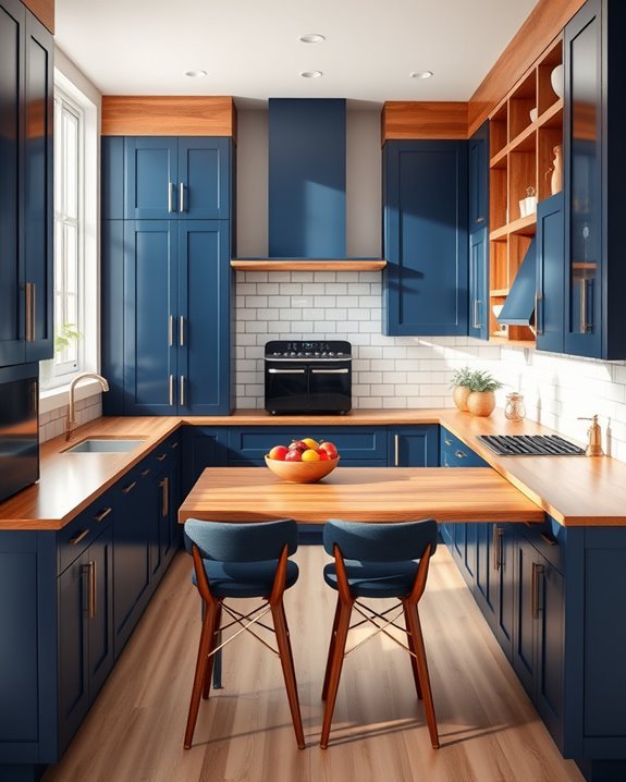 elegant navy wood contrast