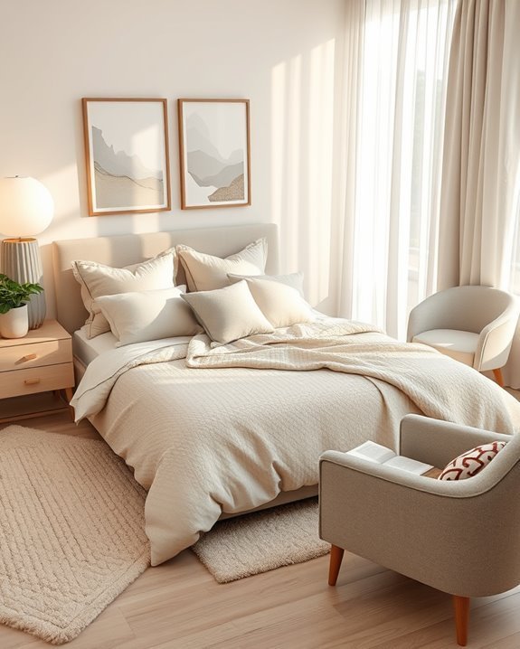 elegant neutral bedroom artwork