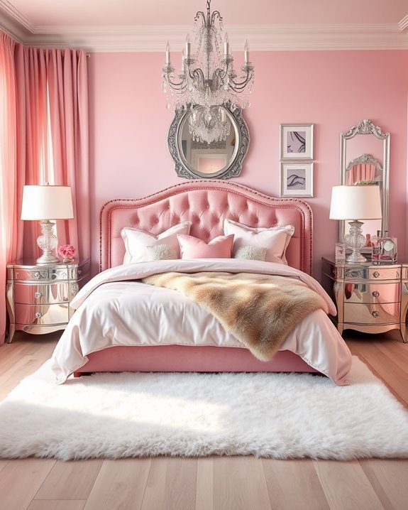 elegant pink and silver decor