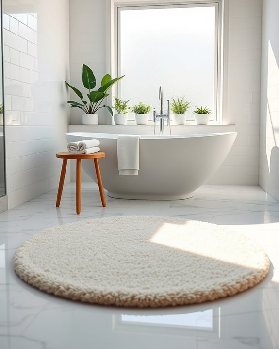 elegant round bath mat