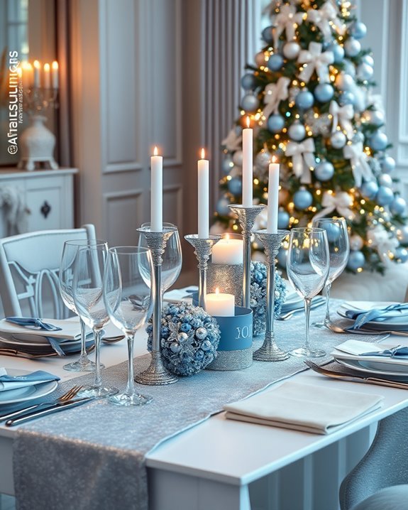 elegant silver and blue