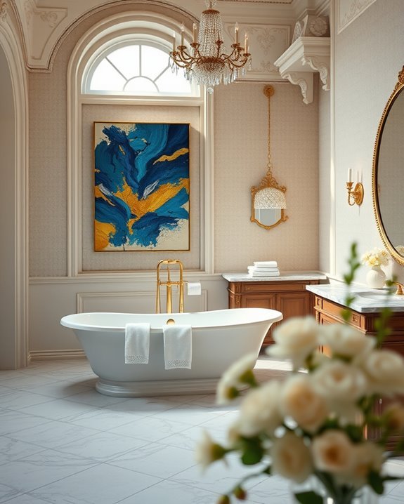 elegant statement bathroom artwork