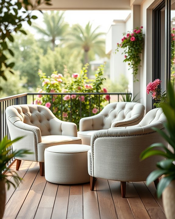 elegant tufted balcony chairs