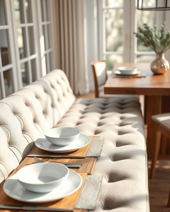 elegant tufted dining bench