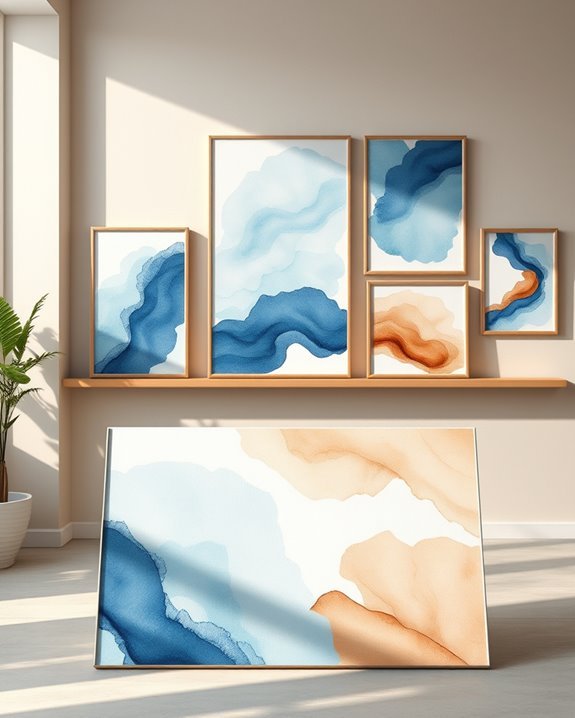 elegant watercolor blue brown artwork