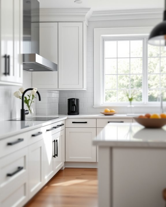 elegant white cabinets bold hardware