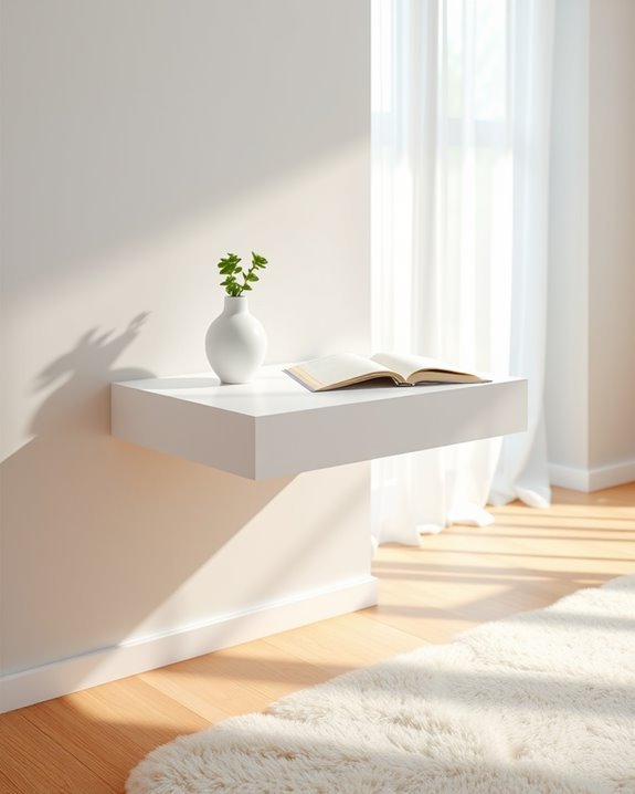 elegant white floating table