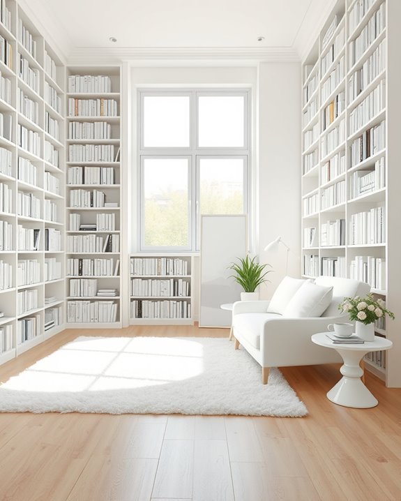 elegant white library design