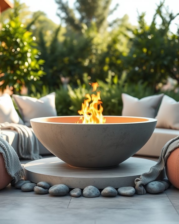 elevated concrete fire bowl