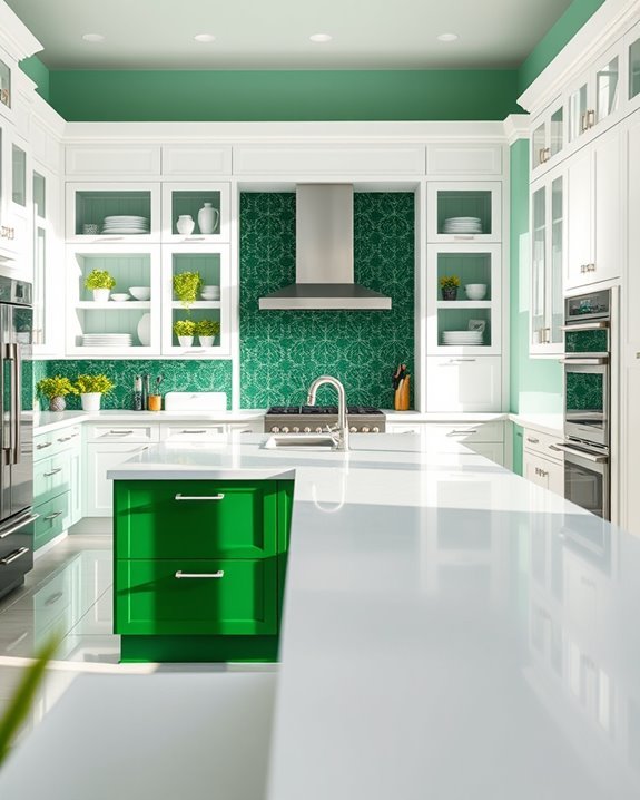 emerald and white elegance