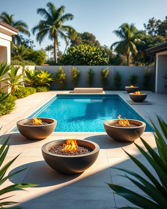 enchanting poolside fire ambiance
