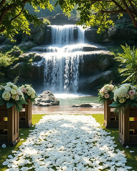 enchanting waterfall wedding backdrop