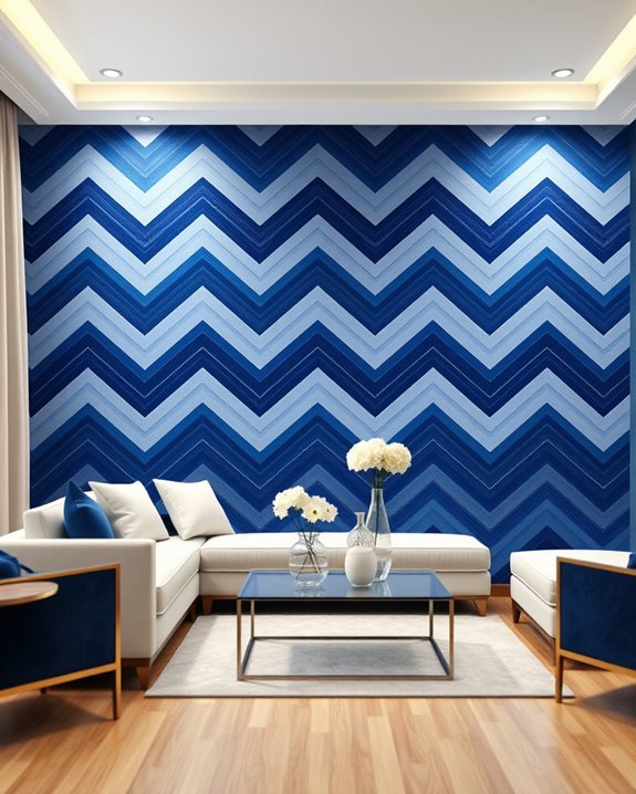 energizing blue chevron patterns