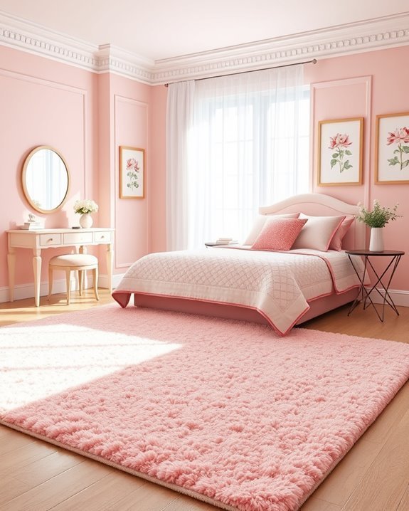 enhance bedroom with pink rugs