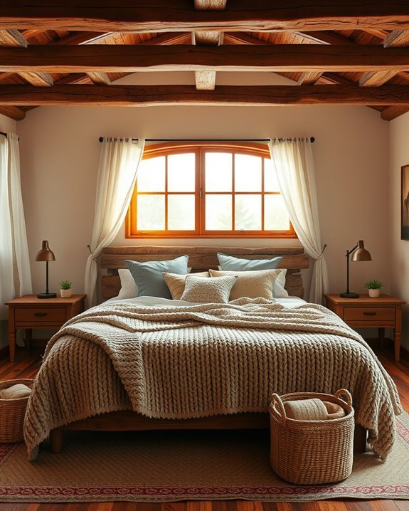 exposed beams enhance rustic charm