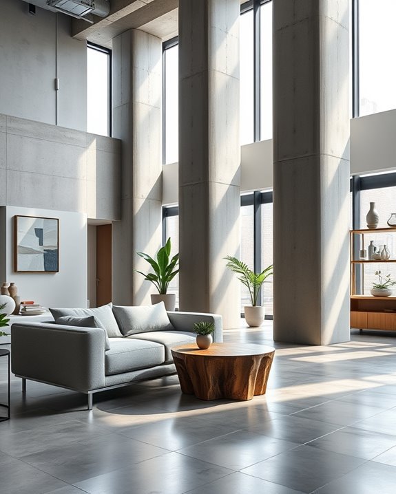 exposed concrete column aesthetics