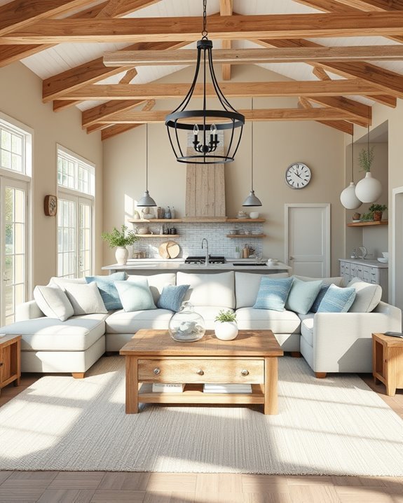 farmhouse lighting enhances ambiance