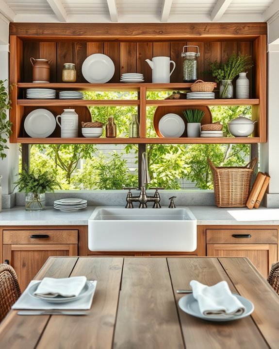 farmhouse open shelving decor