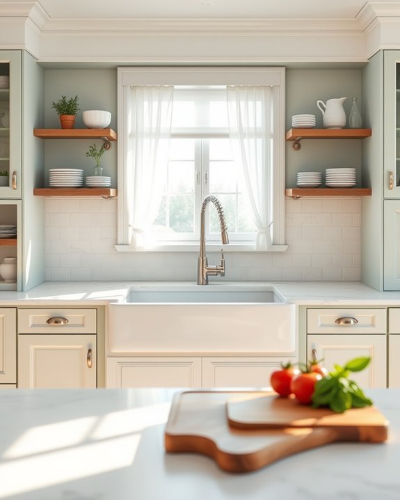 farmhouse sink enhances kitchen