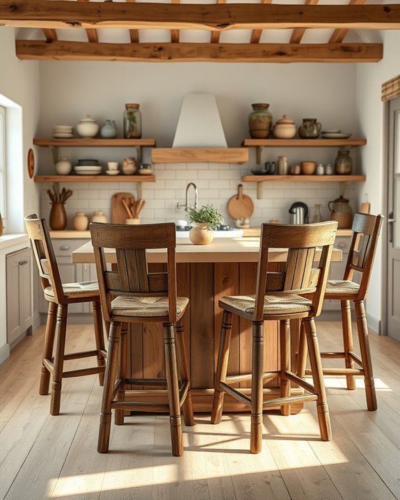 farmhouse style bar stools enhance
