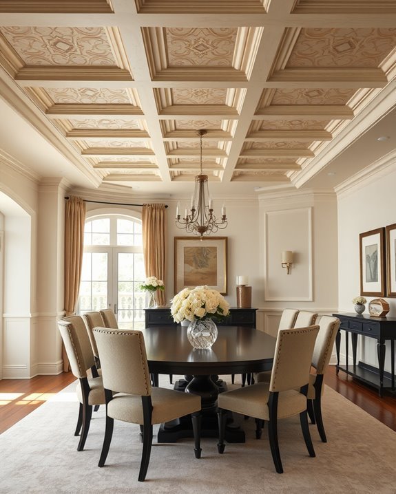 faux coffered ceiling elegance