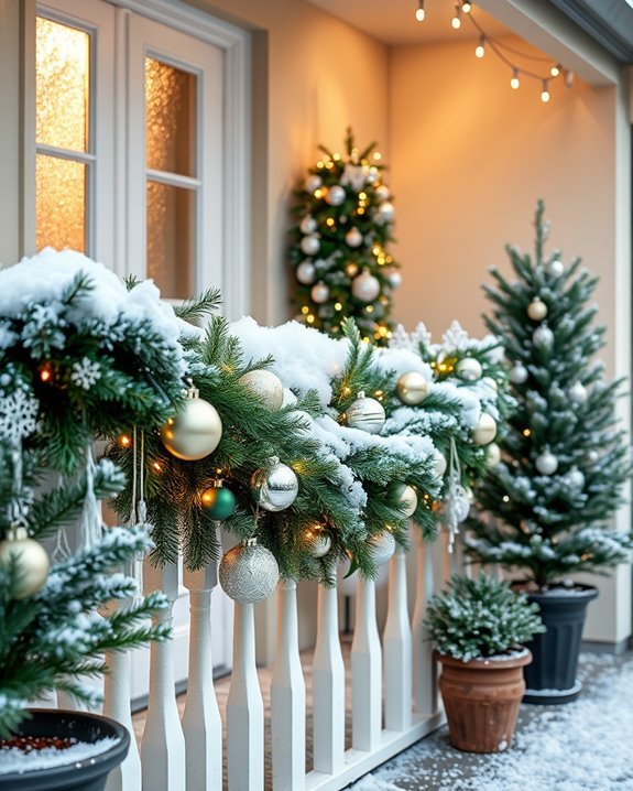 faux snow balcony accents