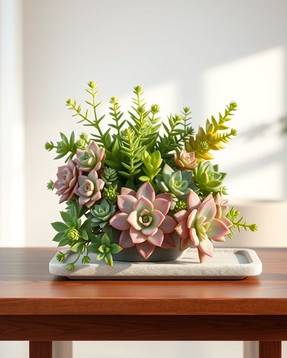 faux succulents enhance decor