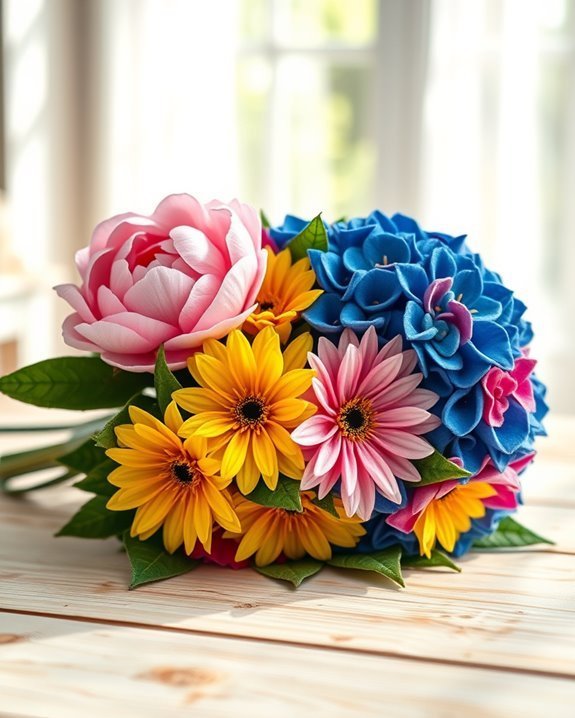 felt flower bouquet crafting